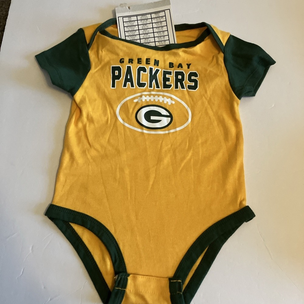 Team NFL Green Bay Packers Bodysuit Infant 12M Gold NEW Football One Piece